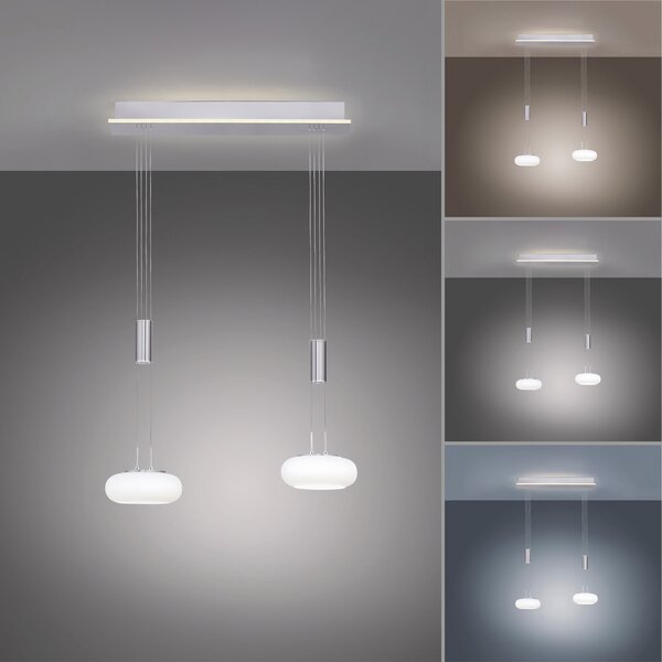 Q-Smart-Home Paul Neuhaus Q-ETIENNE LED κρεμαστό φωτιστικό, 2-φωτο, ρυθμιζόμενος, Γκρι, Σαλόνι / τραπεζαρία, Μέταλλο, σύγχρονο