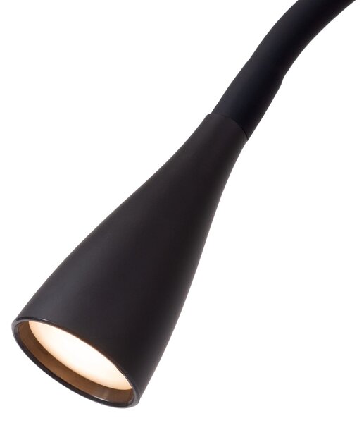 Lucide Φωτιστικό δαπέδου LED Zozy, μαύρο, 3-StepDim, ύψος 145 cm, εύκαμπτος βραχίονας, ρυθμιζόμενος, Μαύρο, Μελέτη / Γραφείο, Πλαστικό, σύγχρονο