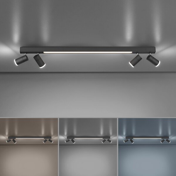 PURE LED οροφής Lines, 120 cm, ανθρακί, τηλεχειριστήριο, ρυθμιζόμενος, Μαύρο, Σαλόνι / τραπεζαρία, Μέταλλο, σύγχρονο