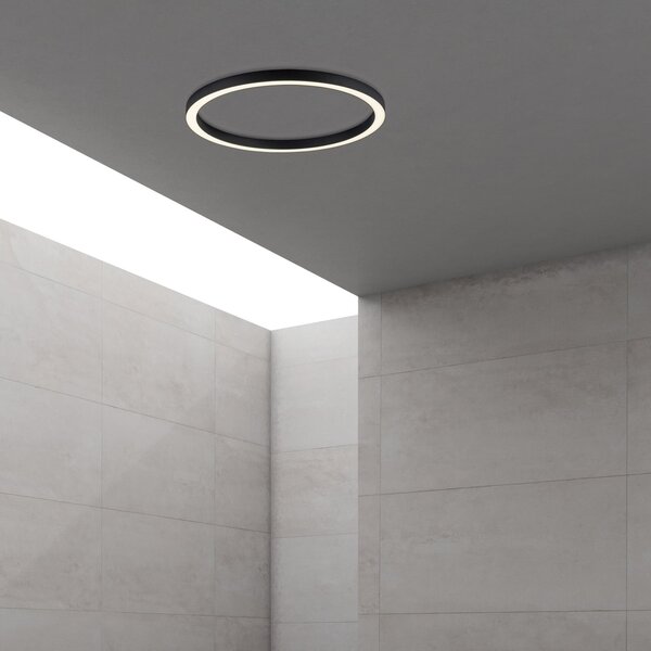 PURE LED φωτιστικό οροφής Lines, Ø 70 cm, ανθρακί, CCT, τηλεχειριστήριο, ρυθμιζόμενος, Μαύρο, Σαλόνι / τραπεζαρία, Μέταλλο, σύγχρονο