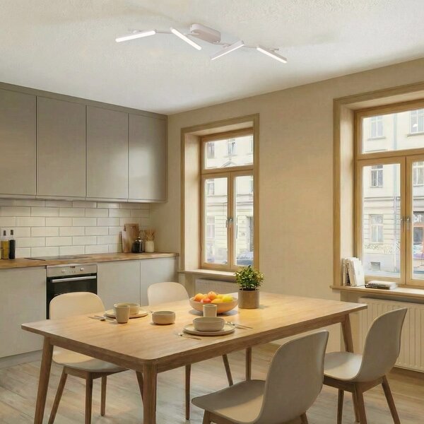 Lindby LED προβολέας Eldrin, λευκό, 4-φωτο, λωρίδα φωτός, ρυθμιζόμενος, Λευκό, Σαλόνι / τραπεζαρία, Μέταλλο, σύγχρονο