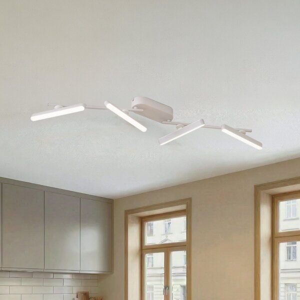 Lindby LED προβολέας Eldrin, λευκό, 4-φωτο, λωρίδα φωτός, ρυθμιζόμενος, Λευκό, Σαλόνι / τραπεζαρία, Μέταλλο, σύγχρονο