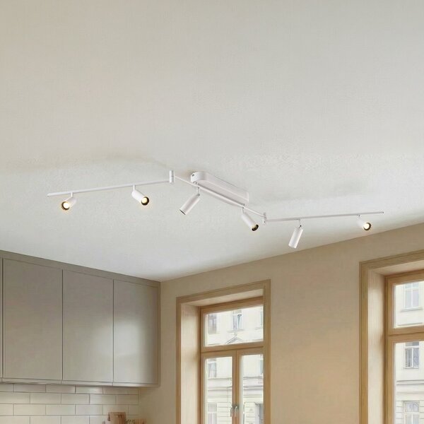 Lindby LED φωτιστικό οροφής Eldrin, 6 φλόγες, σποτ, λευκό, Λευκό, Σαλόνι / τραπεζαρία, Μέταλλο, σύγχρονο