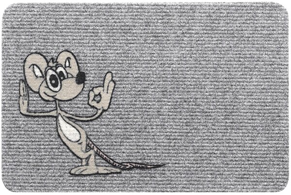 Πατάκι Εισόδου (40x60) Flocky 069 Happy Mouse Γκρι-Sdim