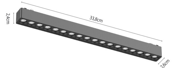 InLight Φωτιστικό LED 18W 3000K για Ultra-Thin μαγνητική ράγα σε μαύρη απόχρωση D:33,8cmX2,4cm (T02901-BL)