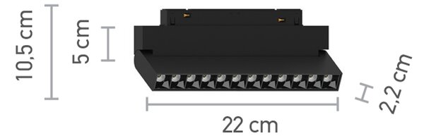 InLight Φωτιστικό LED 12W 4000K για μαγνητική ράγα σε μαύρη απόχρωση D:22cmX10,5cm (T01602-BL)