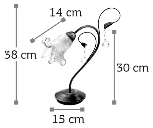 InLight Επιτραπέζιο φωτιστικό από οξυντέ μέταλλο κρύσταλλα και μελί γυαλί (3427-BR)