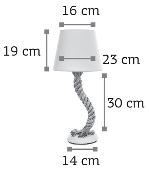 InLight Επιτραπέζιο φωτιστικό από καφέ σχοινί και υφασμάτινο καπέλο (3433-WH)