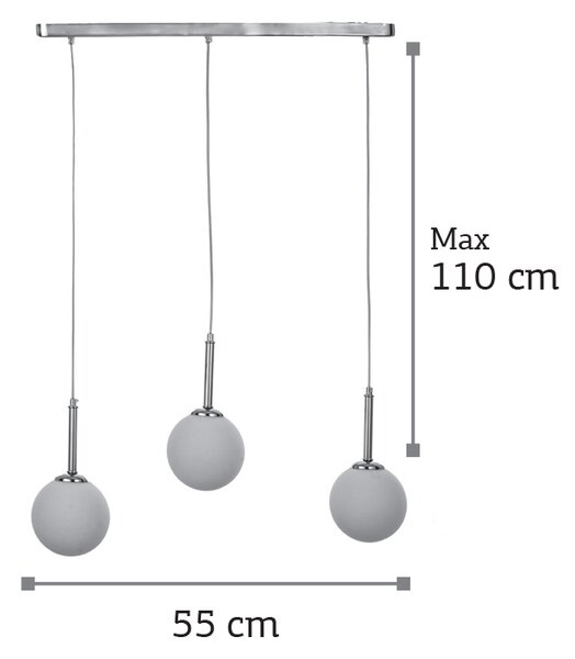 InLight Κρεμαστό φωτιστικό από χρώμιο μέταλλο και λευκή οπαλίνα (4515-3 ΡΑΓΑ)