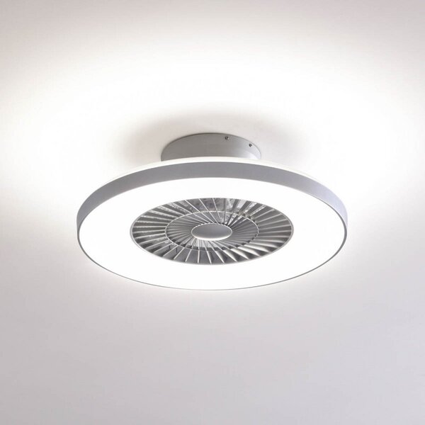 Lindby Smart LED ανεμιστήρας οροφής Paavo, ασημί, αθόρυβος, Tuya, ρυθμιζόμενος, Γκρι, Σαλόνι / τραπεζαρία, Πλαστικό, σύγχρονο