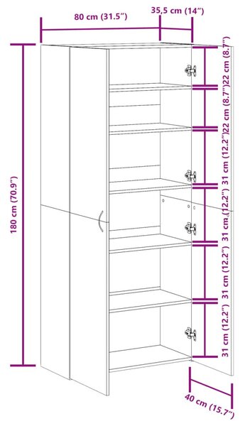 Παπουτσοθήκη Όψη Παλαιού Ξύλου 80x35,5x180 εκ. από Επεξ. Ξύλο - Καφέ