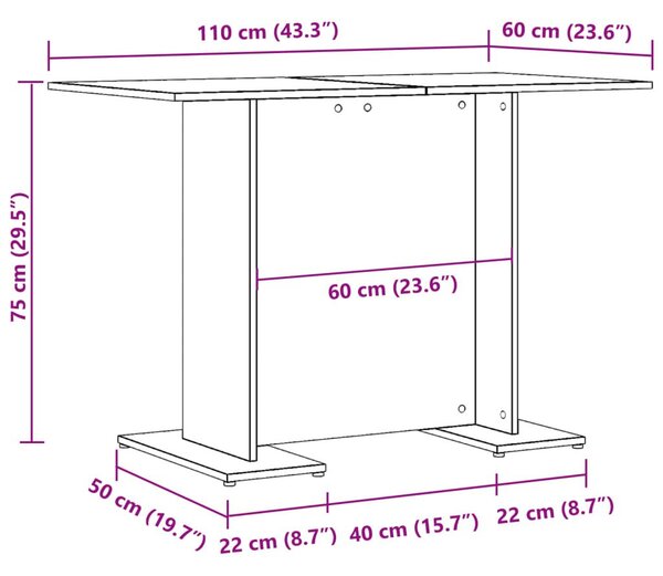 Τραπεζαρία Όψη Παλαιού Ξύλου 110x60x75 εκ. Επεξεργασμένο Ξύλο - Καφέ