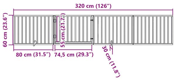 Διαχωριστικό Σκύλων/Πόρτα Πτυσσόμενο 4 Πάνελ 320εκ. Ξύλο Λεύκας - Καφέ