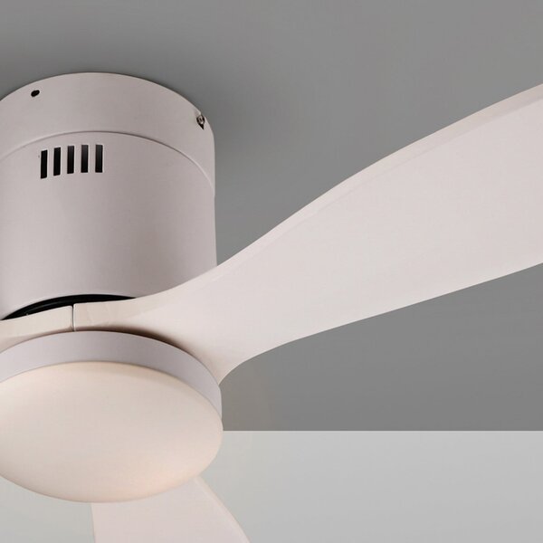 Schuller Valencia Ανεμιστήρας οροφής LED Siroco Mini, DC, αθόρυβος, λευκός, CCT, ρυθμιζόμενος, Λευκό, Σαλόνι / τραπεζαρία, Ξύλο, σύγχρονο