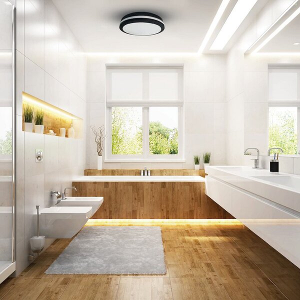 Milagro Lighting Φωτιστικό οροφής LED Marlon, Ø 40 cm, μαύρο, πλαστικό, IP54, Μαύρο, Μπάνιο, Πλαστικό, σύγχρονο