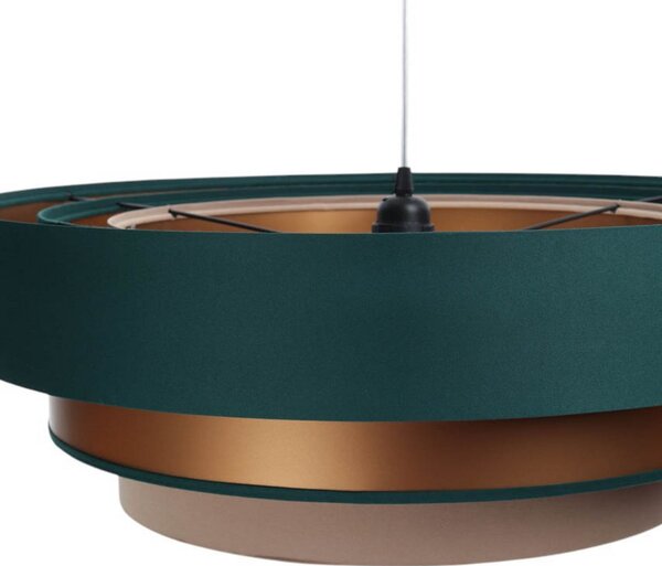 Maco Design Triniti κρεμαστό φωτιστικό, πράσινο/μπεζ/χαλκός, Ø 60 cm, ύφασμα, ρυθμιζόμενος, Πράσινο, Σαλόνι / τραπεζαρία, Ύφασμα / Κλωστοϋφαντουργία