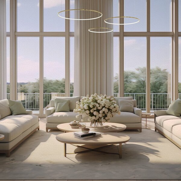 Milagro Lighting LED κρεμαστή λάμπα Saturno, χρυσό χρώμα, 3 φώτα, μέταλλο, 4.000 K, Χρυσό / Ορείχαλκου, Σαλόνι / τραπεζαρία, Μέταλλο, σύγχρονο