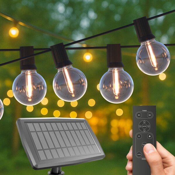 Calex Ηλιακή αλυσίδα LED Vista, μήκος 10 μέτρα, IP44, ρυθμιζόμενος, Διαφανές, Πλαστικό