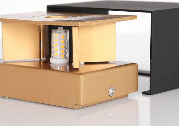 Steinhauer LED-Απλίδα τοίχου Muro 3365, μαύρο, γωνιακό, G9, 2.700 K, ρυθμιζόμενος, Μαύρο, Σαλόνι / τραπεζαρία, Μέταλλο, σύγχρονο, Πρίζα τοίχου πάνω/κάτω