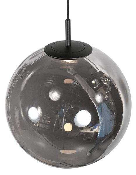 Steinhauer LED κρεμαστό φωτιστικό Bollique, 5 φλόγες. στρογγυλό, μαύρο, γυαλί, ρυθμιζόμενος, Μαύρο, Σαλόνι / τραπεζαρία, Γυαλί, Σφαίρα