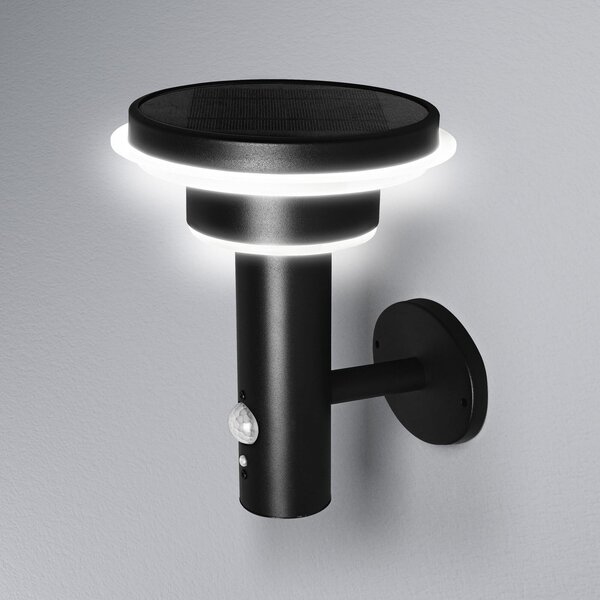 OSRAM LED απλίκα ENDURA STYLE SOLAR DOUBLE CIRCLE μαύρο, ρυθμιζόμενος, Μαύρο, Ανοξείδωτος χάλυβας, σύγχρονο
