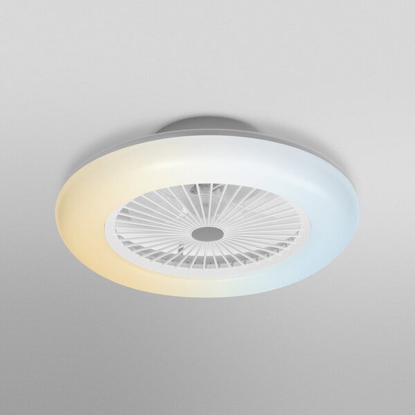 OSRAM SMART+ WiFi LED ανεμιστήρας οροφής ROUND λευκός αθόρυβος 55cm, ρυθμιζόμενος, Λευκό, Σαλόνι / τραπεζαρία, Πλαστικό, σύγχρονο