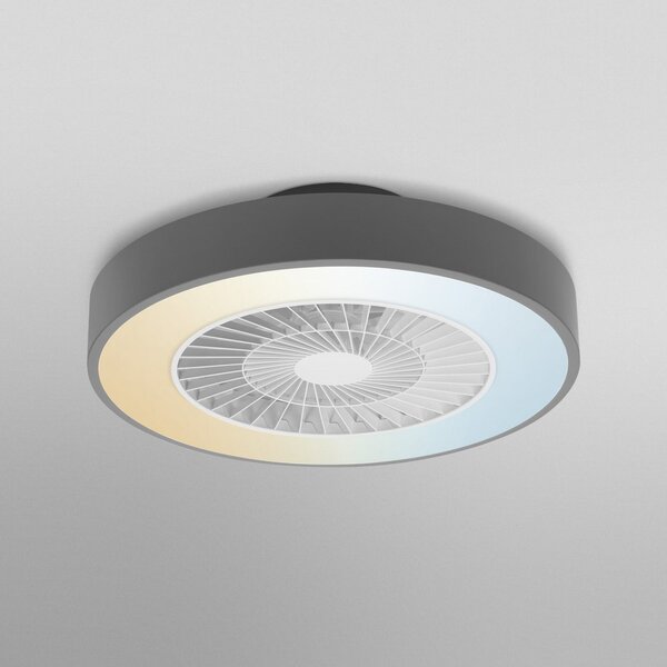 OSRAM SMART+ WiFi LED ανεμιστήρας οροφής CYLINDER, γκρι, αθόρυβος, ρυθμιζόμενος, Γκρι, Σαλόνι / τραπεζαρία, Πλαστικό, σύγχρονο