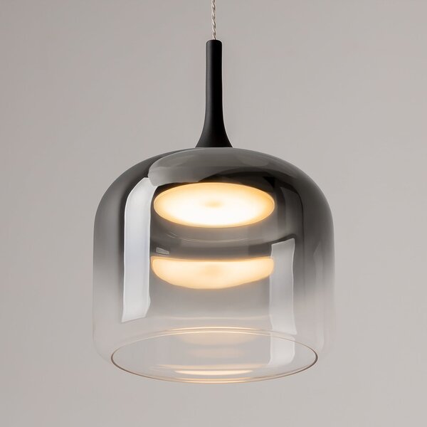 Maytoni LED κρεμαστή λάμπα Spirito, καπνιστό γκρι, γυαλί, Ø 26 cm, Γκρι, Σαλόνι / τραπεζαρία, Γυαλί