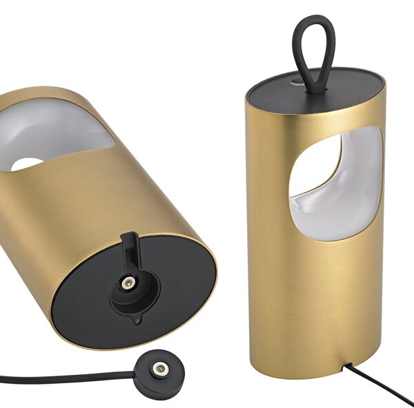 Sigor LED-Akku-Τραπεζοκαλύμματα Lunari, χρυσό χρώμα 16 cm Μεταλλικό CCT IP44, ρυθμιζόμενος, Χρυσό / Ορείχαλκου, Σαλόνι / τραπεζαρία, Αλουμίνιο, σύγχρονο