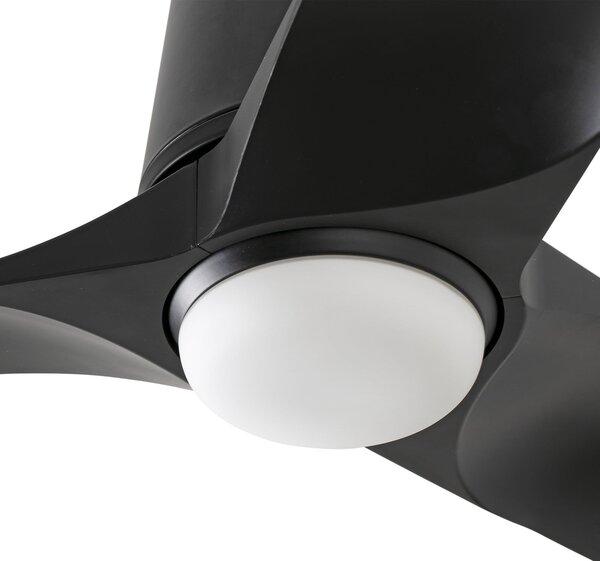 FARO BARCELONA Ανεμιστήρας οροφής LED Hey, μαύρος, DC, αθόρυβος, Ø 90 cm, CCT, ρυθμιζόμενος, Μαύρο, Σαλόνι / τραπεζαρία, Πλαστικό, σύγχρονο