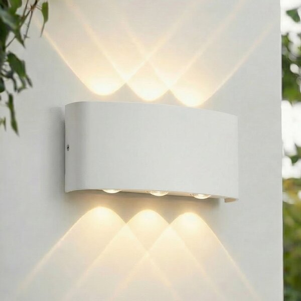 Lindby LED εξωτερικός φωτισμός τοίχου Ithan, 3 φτερά, λευκό, 17cm, Λευκό, Αλουμίνιο, σύγχρονο