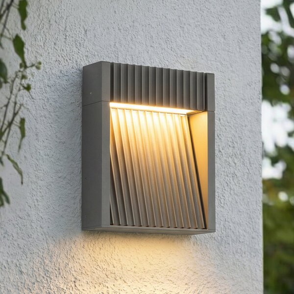 Lucande LED εξωτερικός φωτισμός τοίχου Tavion, 16 cm, ανθρακί, IP65, Μαύρο, Αλουμίνιο, σύγχρονο
