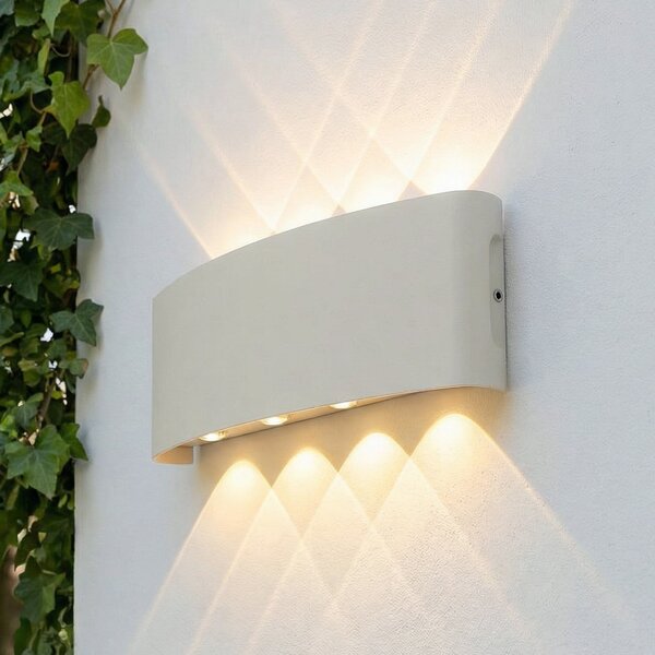 Lindby LED εξωτερικός φωτισμός τοίχου Ithan, 5 φτερά, λευκό, 27cm, Λευκό, Αλουμίνιο, σύγχρονο