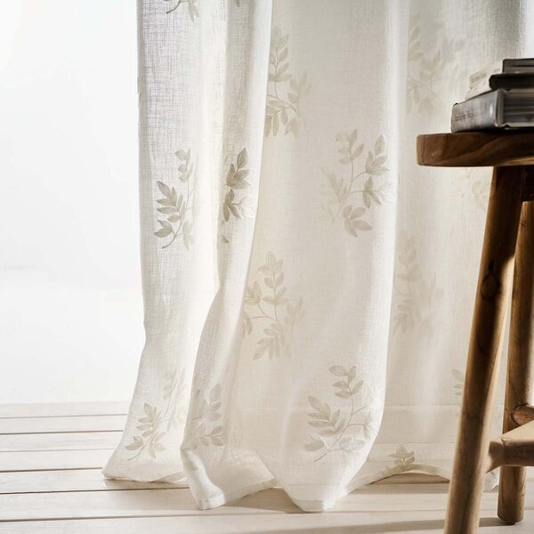 Κουρτίνα με σιρίτι 140x295cm GOFIS HOME Leaf Offwhite SS24 532