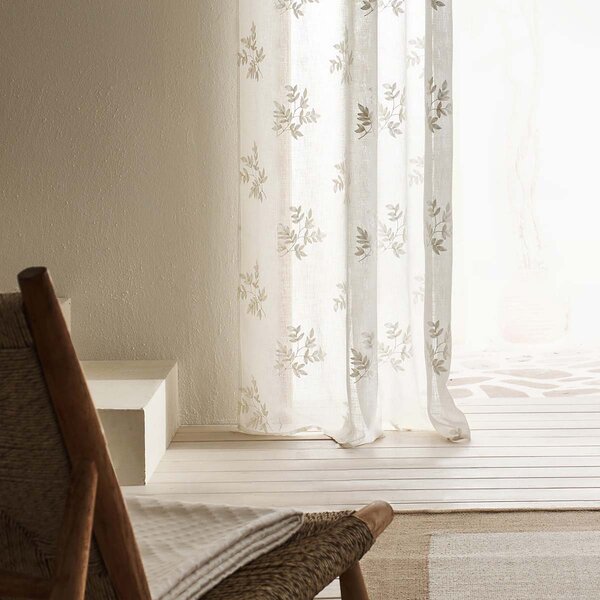 Κουρτίνα με σιρίτι 140x295cm GOFIS HOME Leaf Offwhite SS24 532