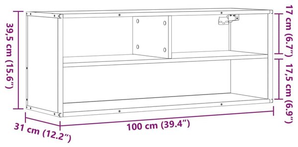 Έπιπλο Τηλεόρασης Καπνιστή Δρυς 100x31x39,5εκ Επεξ.Ξύλο/Μέταλλο - Καφέ