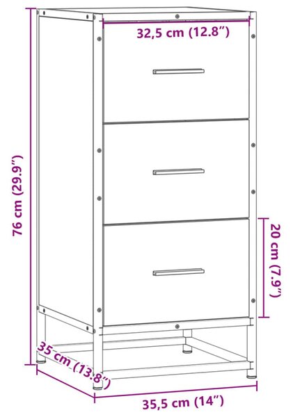 Ραφιέρα Γκρι Sonoma 35,5x35x76 εκ. Επεξ. Ξύλο + Μέταλλο - Γκρι