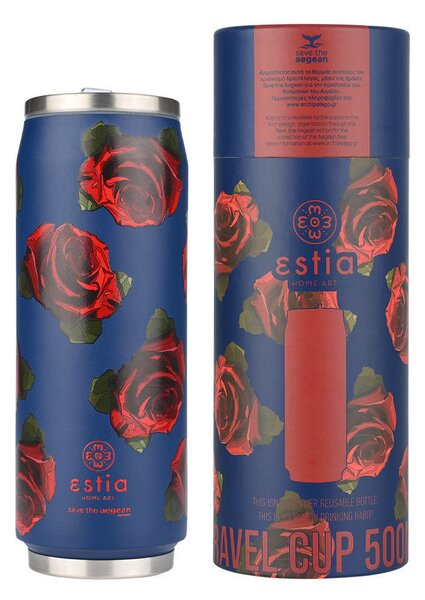 ΘΕΡΜΟΣ TRAVEL CUP SAVE THE AEGEAN 500ml ELECTRIC ROSES ESTIA 01-22709