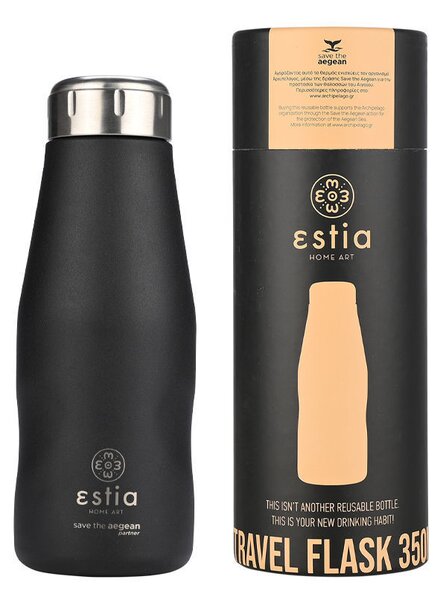 ΘΕΡΜΟΣ TRAVEL FLASK SAVE THE AEGEAN 350ml MIDNIGHT BLACK ESTIA 01-22297