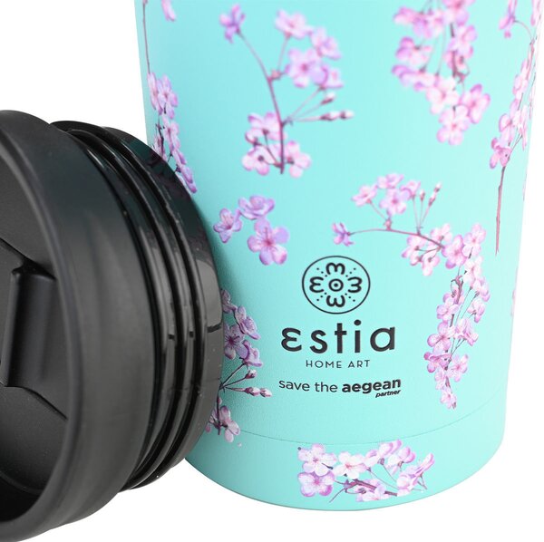 ESTIA ΘΕΡΜΟΣ TRAVEL MUG SAVE THE AEGEAN 450ml BLOSSOM GREEN