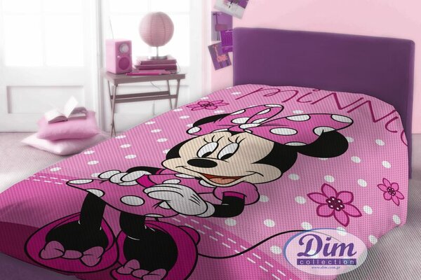 ΚΟΥΒΕΡΤΑ ΠΙΚΕ Cotton 100% 160Χ240 MINNIE 555 Digital Print-DISNEY DIMcol