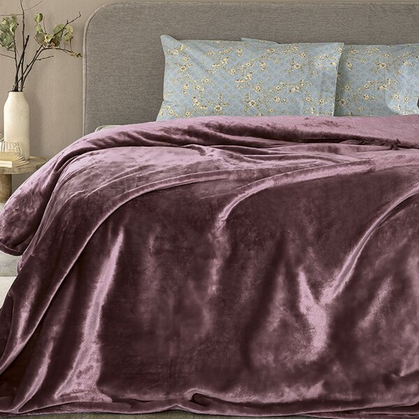 Κουβέρτα Fleece Μονή (160x220) Palamaiki Lucy Mauve