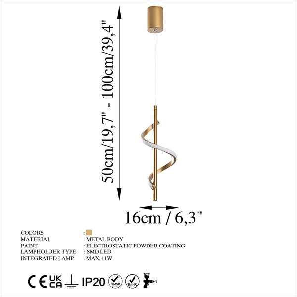 Φωτιστικό Οροφής Μονόφωτο LED A-G Likma 119FRS1514 Gold