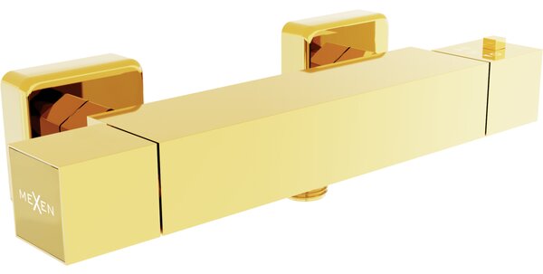 Mexen Cube θερμοστατική μπαταρία ντους, χρυσή - 77200-50