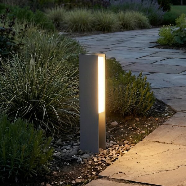 Lucande LED-Sockelleuchte Teerk, ύψος 30 cm, ανθρακί, IP65, Μαύρο, Αλουμίνιο, σύγχρονο