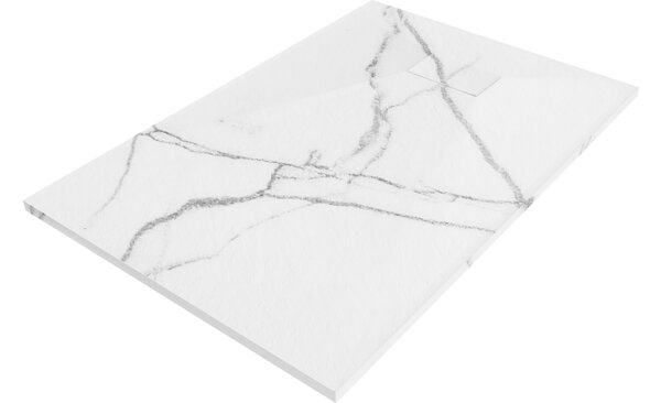 Mexen Hugo ορθογώνιος δίσκος ντους SMC 100 x 80 cm, λευκή πέτρα - 42158010