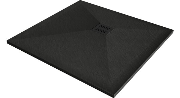 Mexen Stone+ τετράγωνη ντουζιέρα από σύνθετο υλικό 80 x 80 εκ, μαύρο, μαύρο
