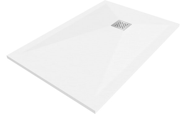 Mexen Stone+ Ορθογώνιος συνθετικός δίσκος ντους 90 x 80 cm, λευκός - 44108090
