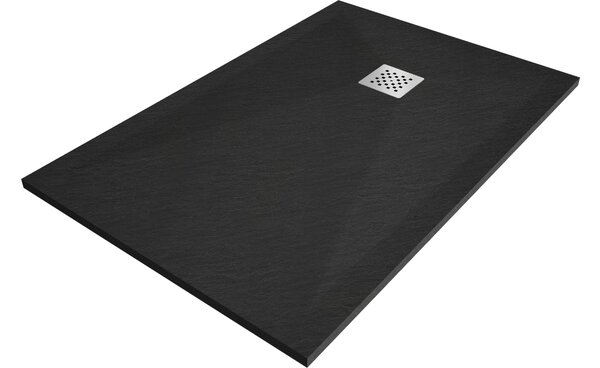 Mexen Stone+ ορθογώνιος σύνθετος δίσκος ντους 80 x 70 cm, μαύρο - 44707080