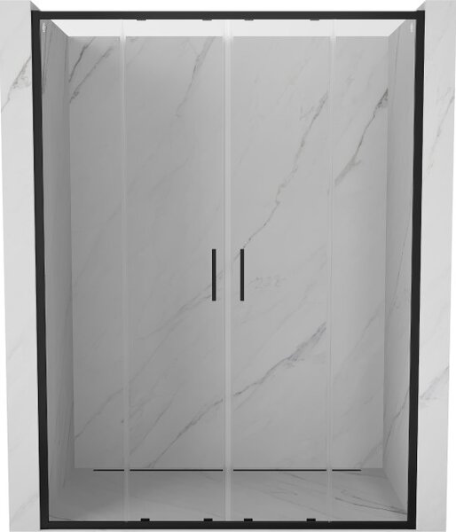 Mexen Exo διπλή συρόμενη πόρτα ντους 130 cm, διάφανη, μαύρη - 8152-130-000-70-00